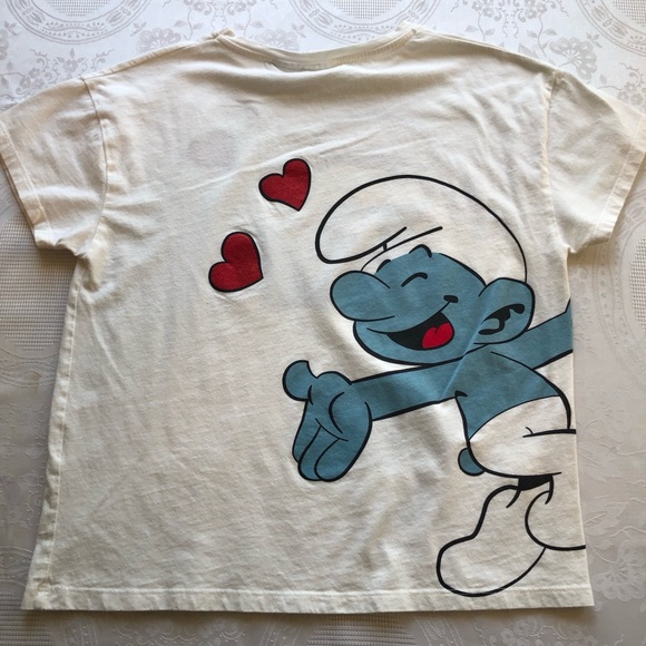 Zara Junior Girls Size 10 White T-Shirt The Smurfs Graphics Tee Short Sleeves - Picture 11 of 13